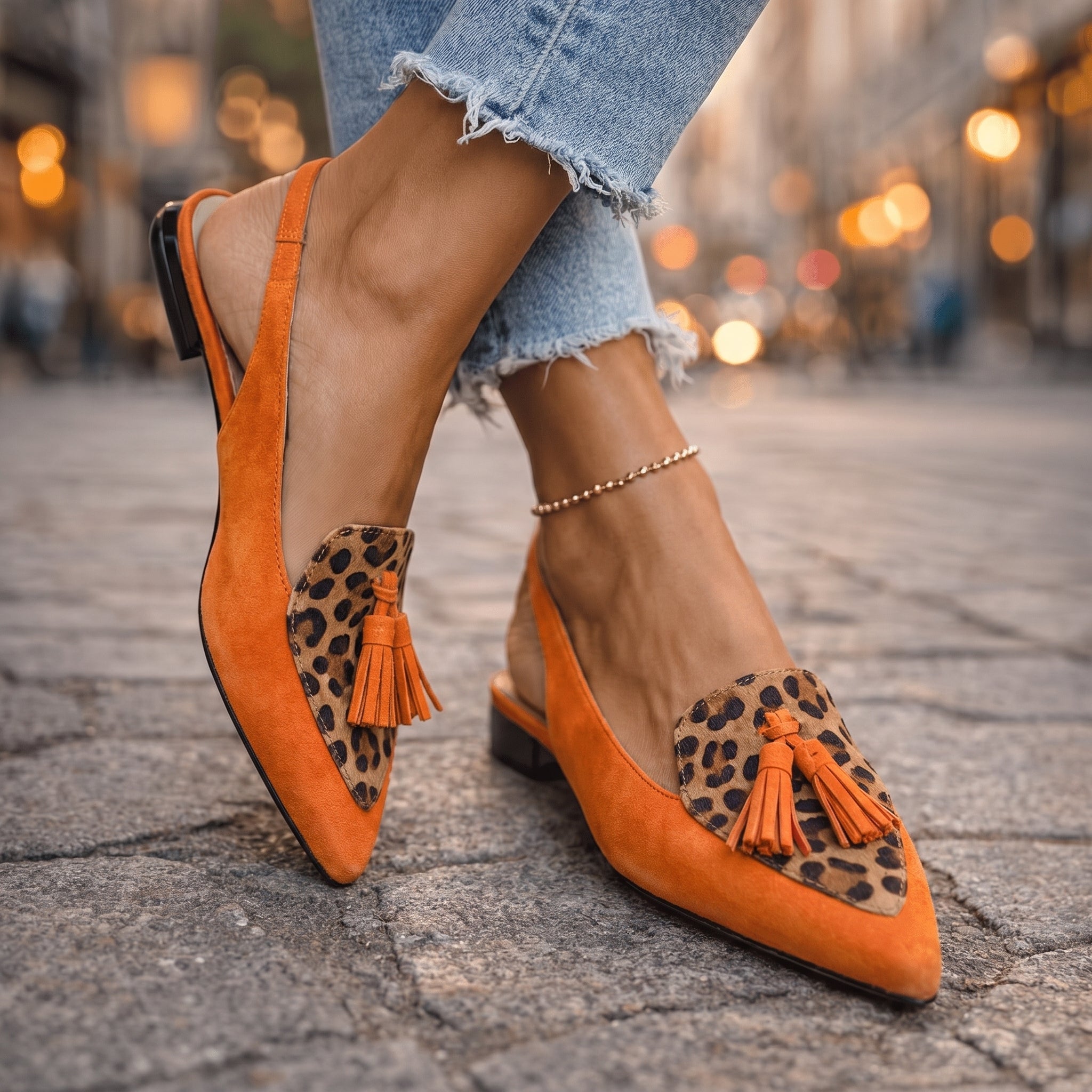 Pola - Suede-Look Sandals with Tassel Straps