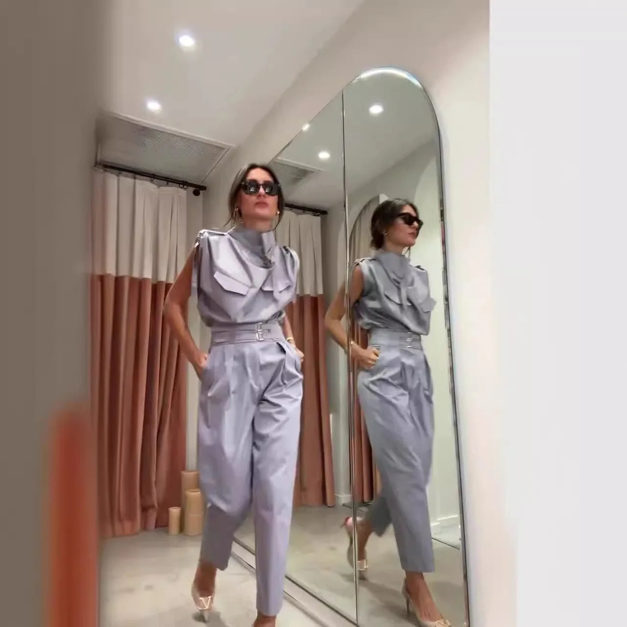 Lazzie – Tailored Blouse and Pants Set