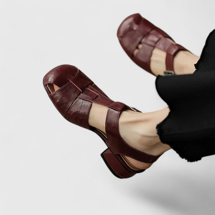 Madella – Elegant Leather Sandals with Block Heel