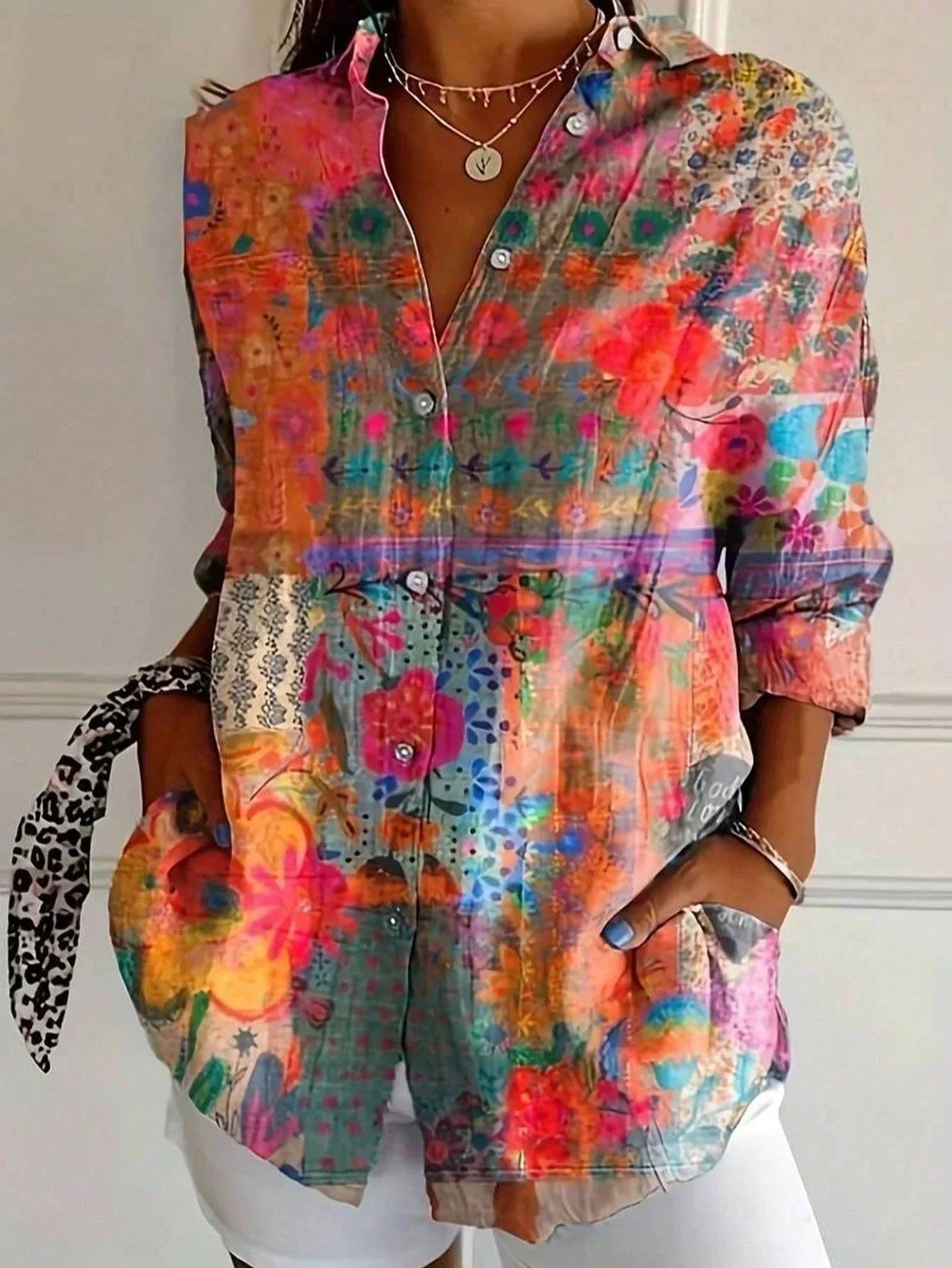 Asiah – Colorful Pattern Blouse with All-Day Comfort