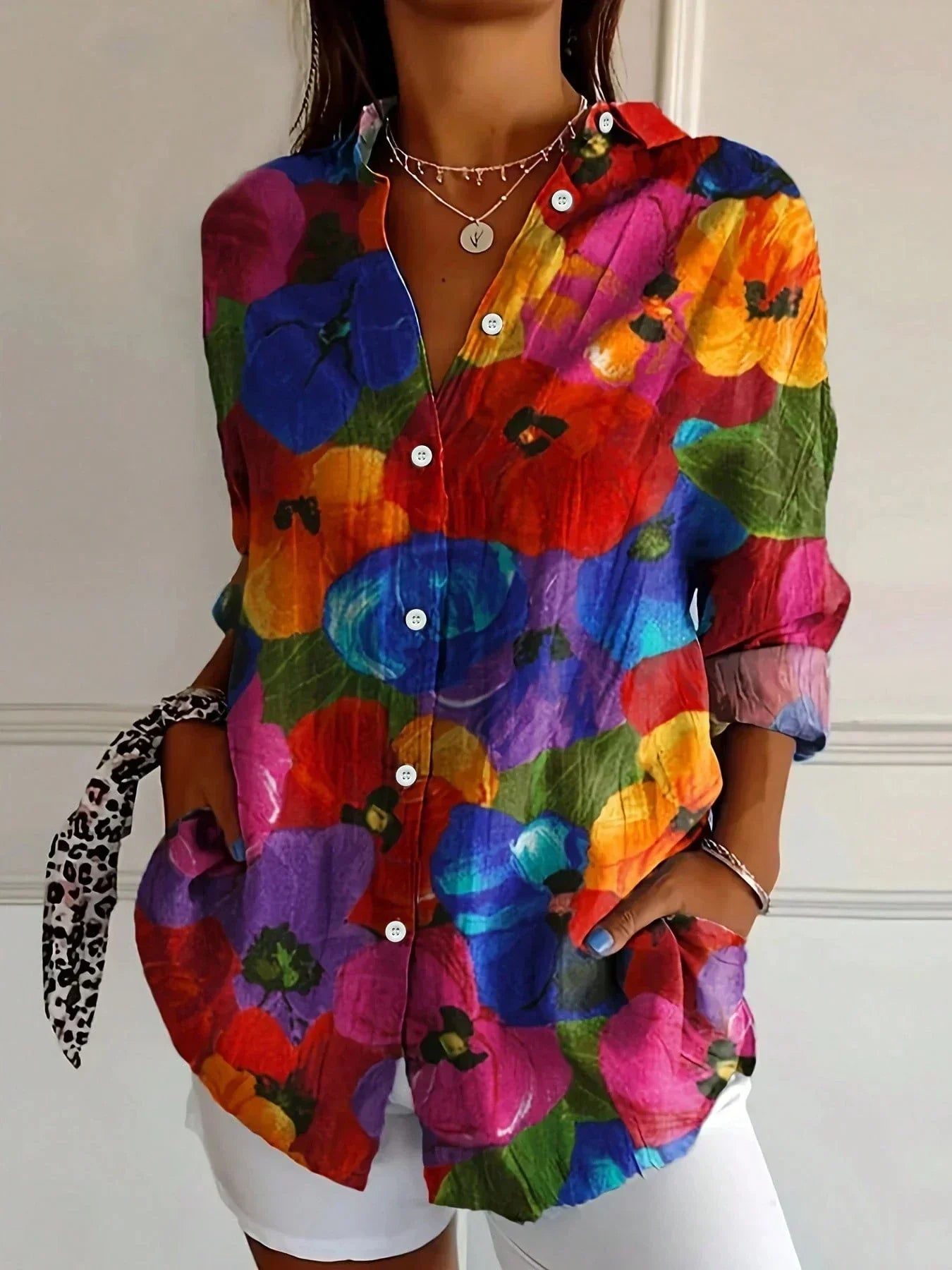 Asiah – Colorful Pattern Blouse with All-Day Comfort