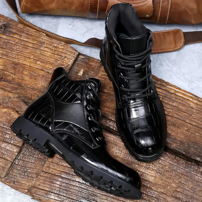 Dante - Croc Leather Boots