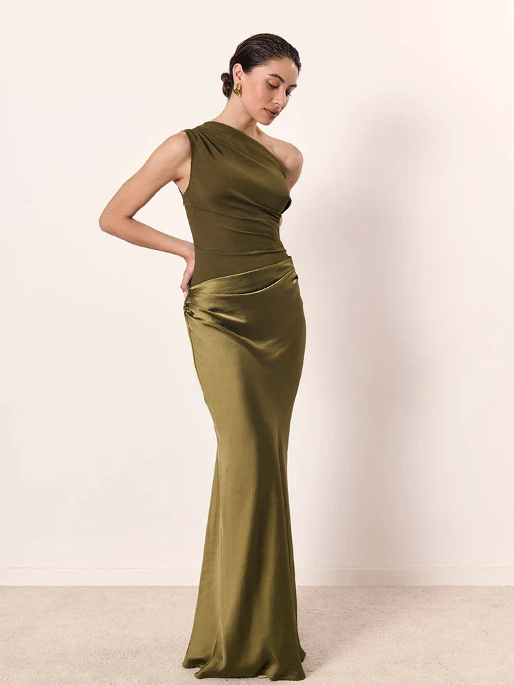 Sofie - One-Shoulder Satin Maxi Dress