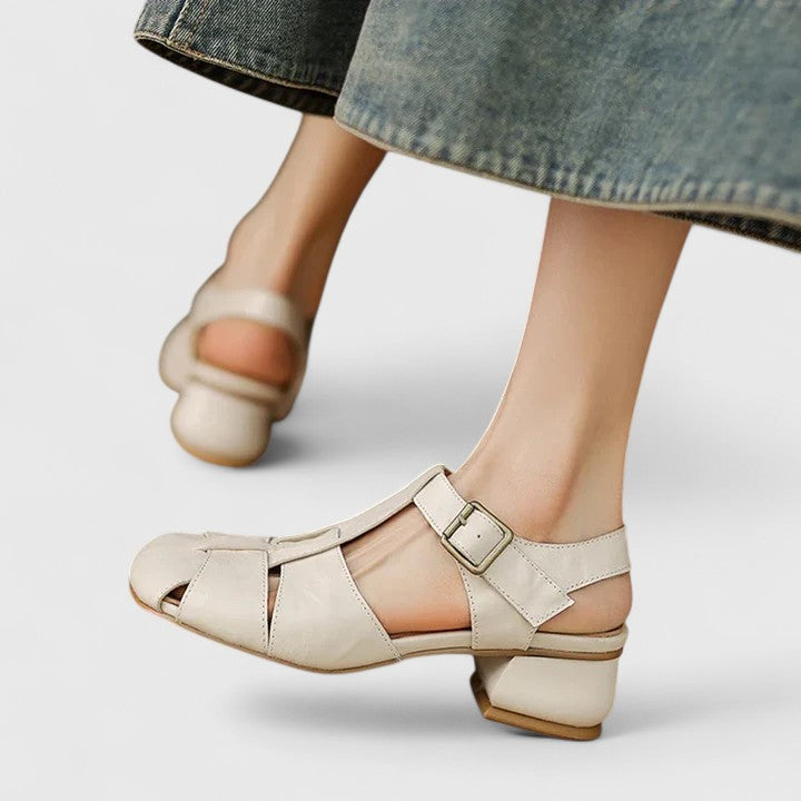 Madella – Elegant Leather Sandals with Block Heel