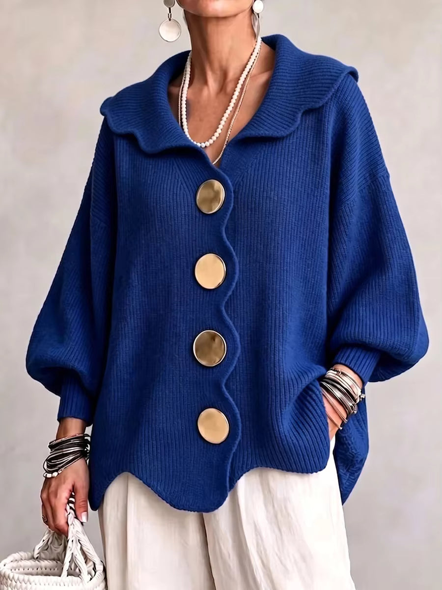 Elara - Ribbed Knit Button Cardigan