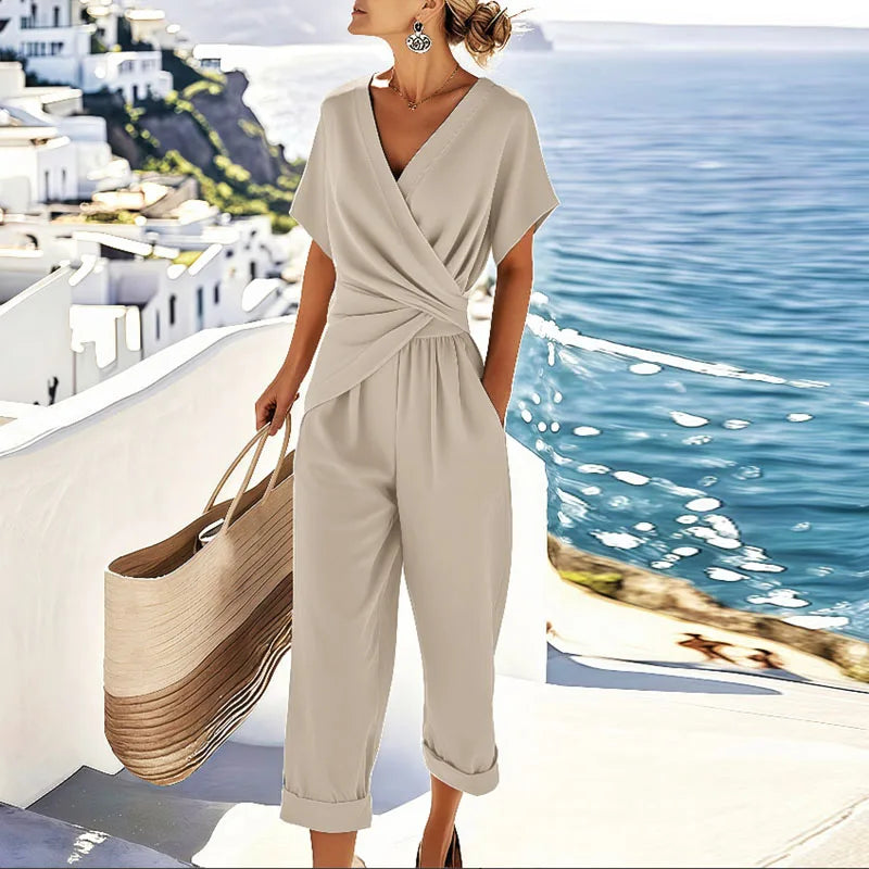 Ricca - Elegant Two-Piece Set with Wrap Front Top