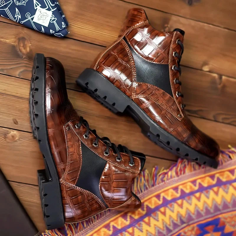 Dante - Croc Leather Boots