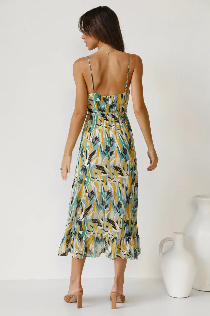 Mikaella – Printed Spaghetti Strap Dress