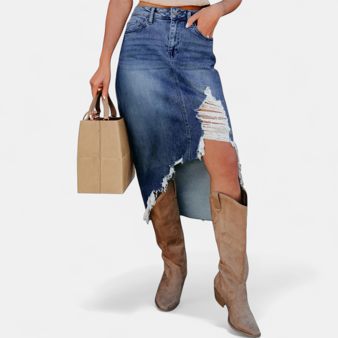 Blake - Relaxed High-Waist Denim Maxi Skirt
