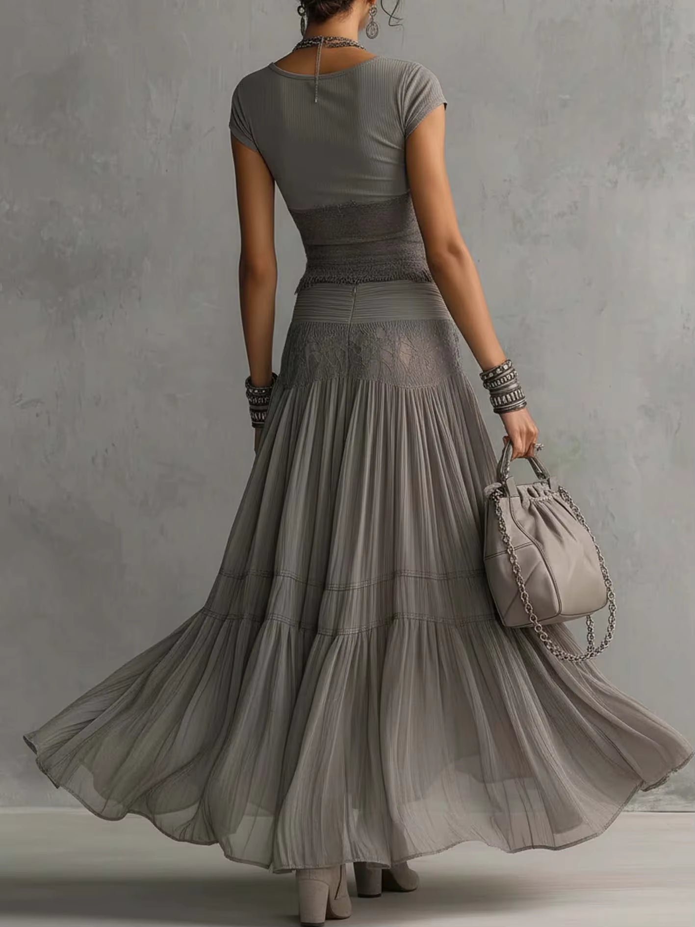 Clair – Elegant Pleated Maxi Skirt Set