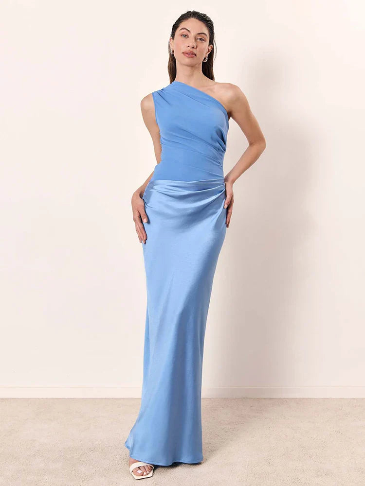 Sofie - One-Shoulder Satin Maxi Dress