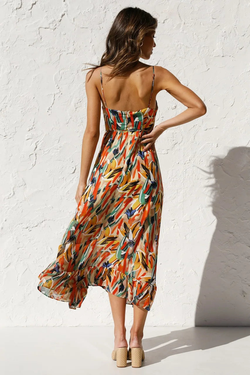 Mikaella – Printed Spaghetti Strap Dress