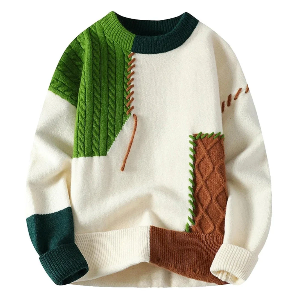 Clinton – Artistic Patchwork Sweater for Everyday Elegance