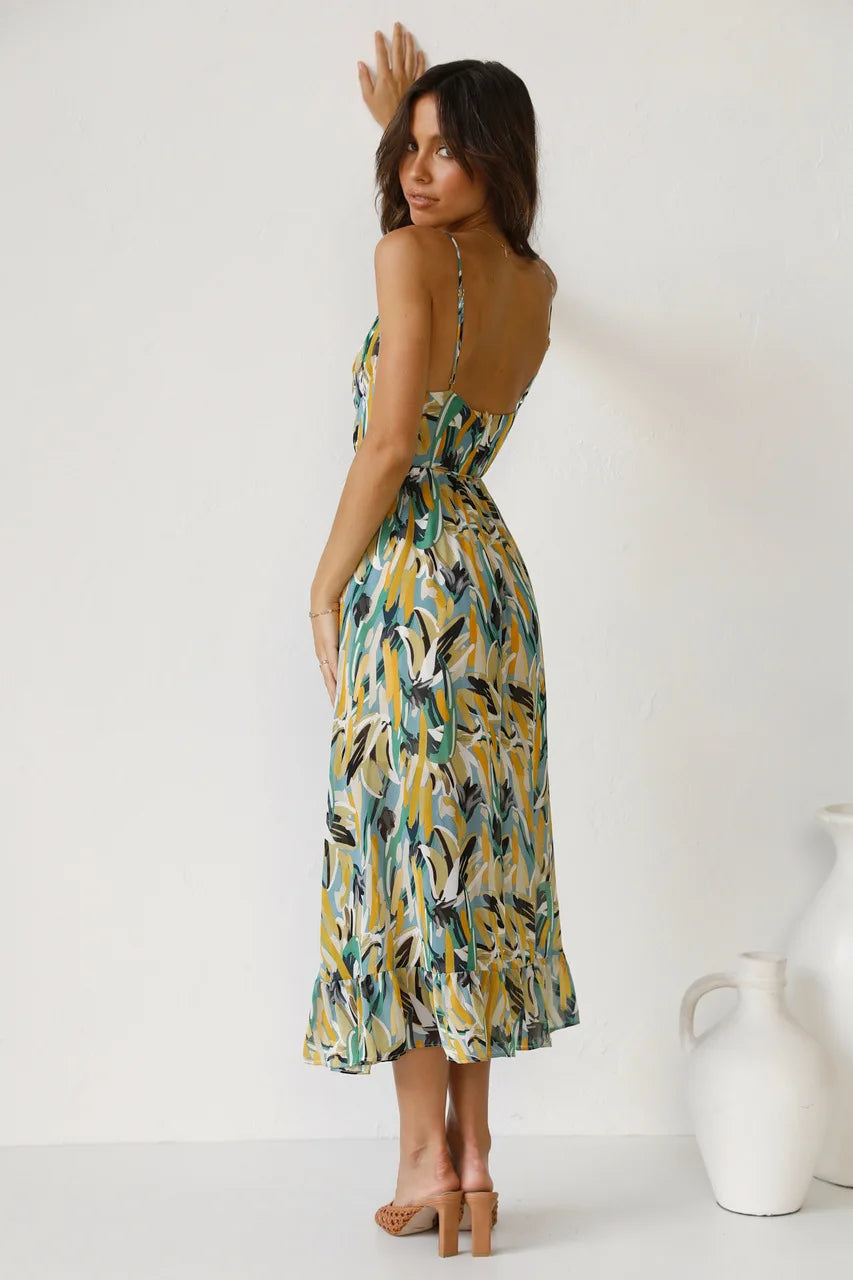 Mikaella – Printed Spaghetti Strap Dress