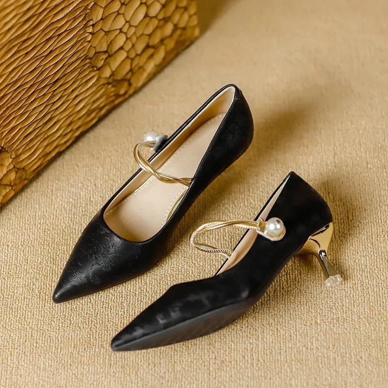 Karsyn - Vintage Pearl Kitten Heels