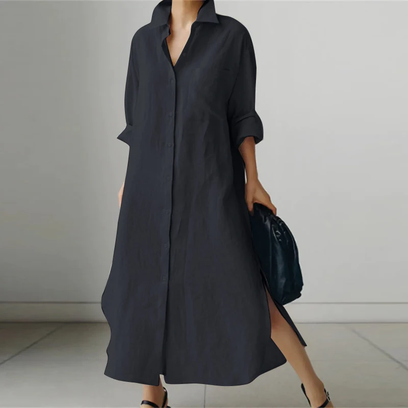 Lena - Casual Oversized Shirt Dress
