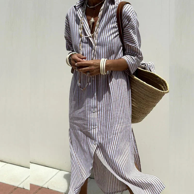 Lena - Classic Striped Shirt Dress