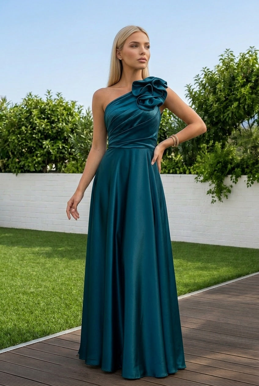 Quinn - One Shoulder Floral Couture Maxi Dress