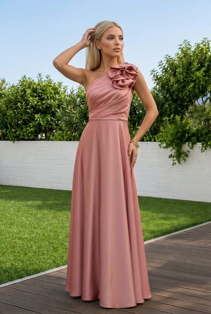 Quinn - One Shoulder Floral Couture Maxi Dress