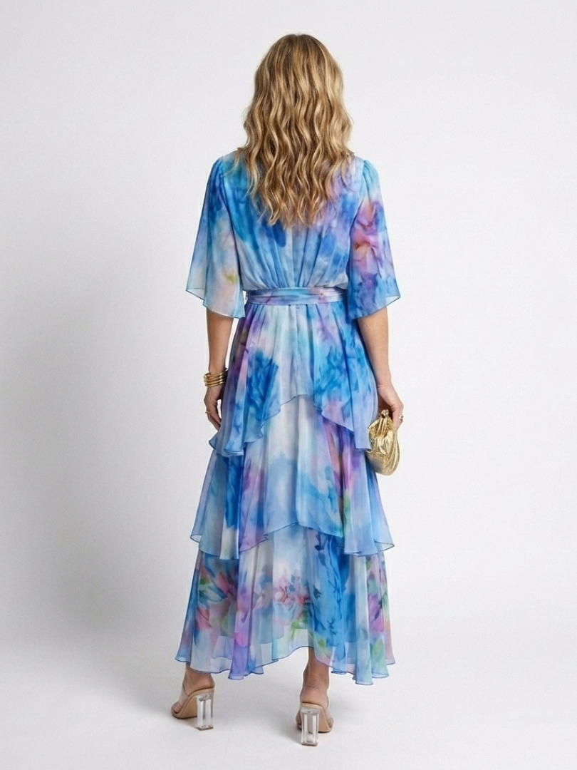 Carla - Sheer Layered V-Neck Maxi Dress