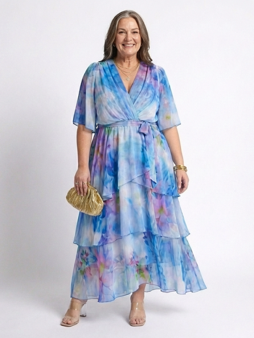 Carla - Sheer Layered V-Neck Maxi Dress