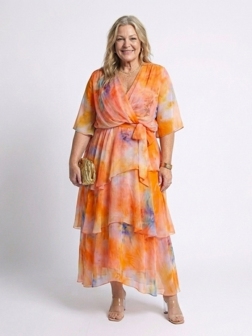 Carla - Sheer Layered V-Neck Maxi Dress