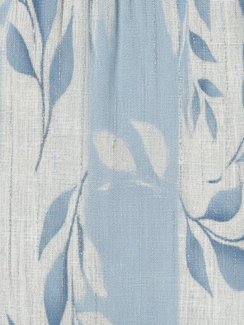 Susan - Sleeveless Blue Leaf Pattern Midi Dress