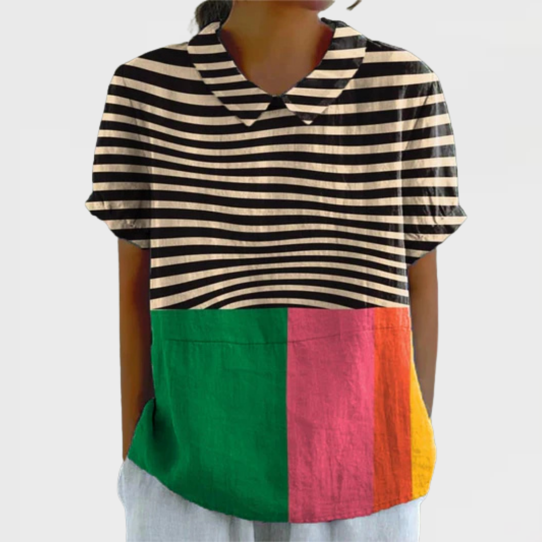 Ivana - Bold Stripes and Color Block Shirt