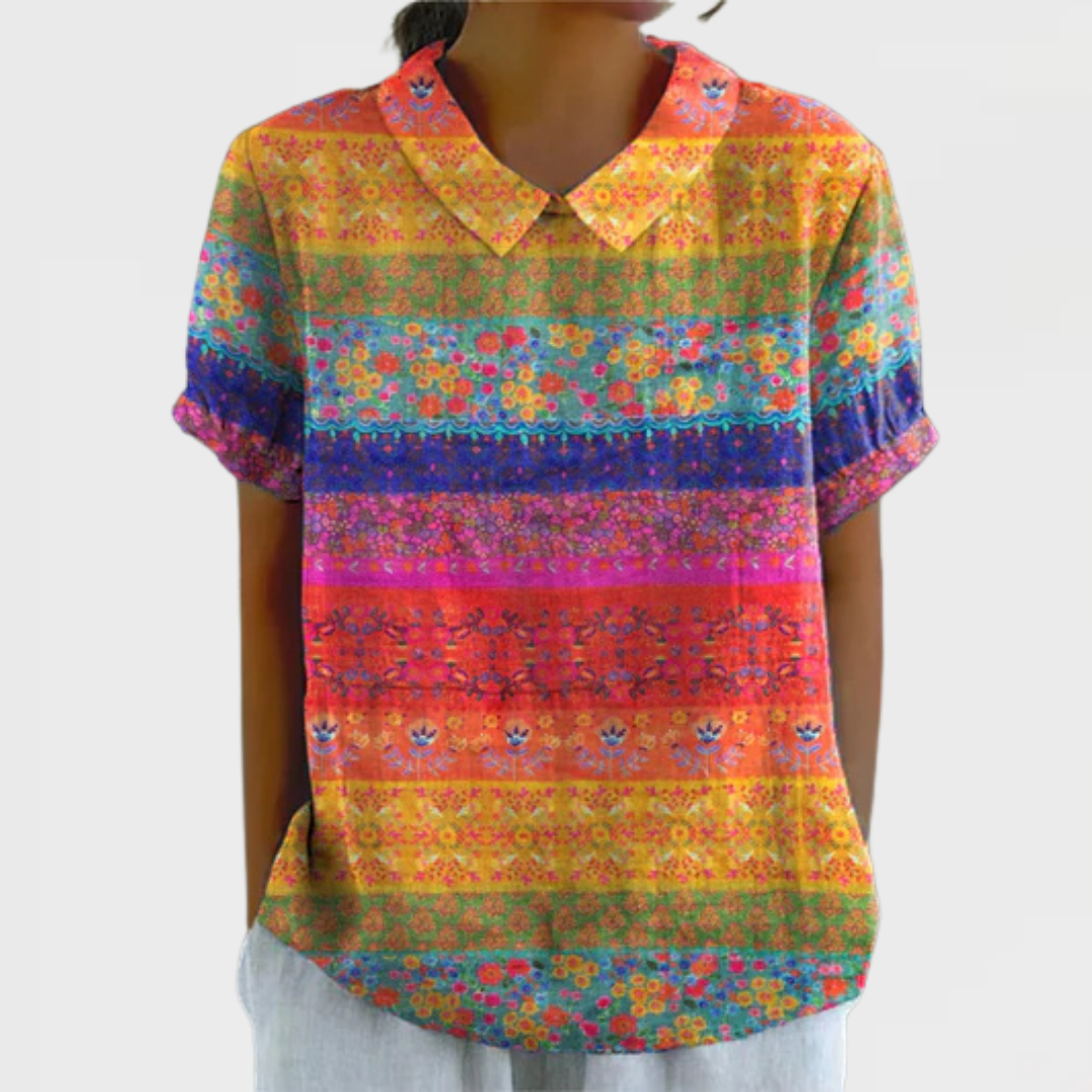 Liza - Floral Striped Shirt