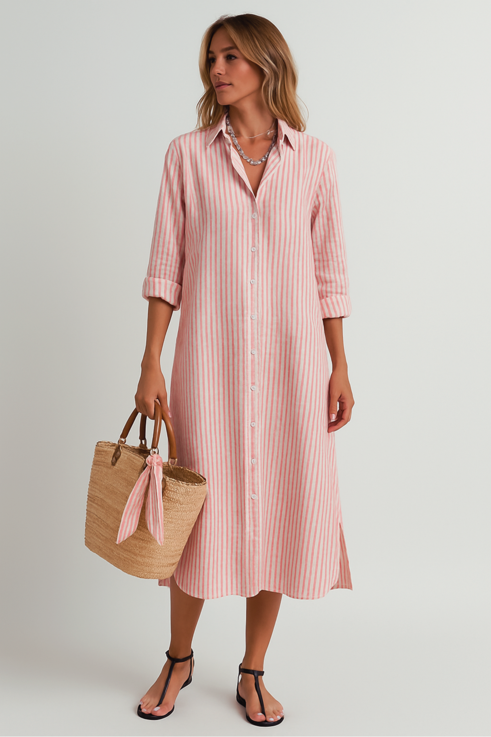Lena - Classic Striped Shirt Dress