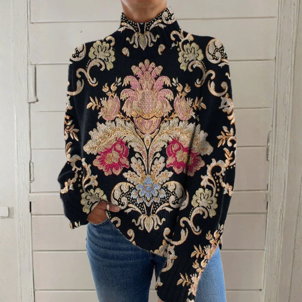 Leia - Vintage Floral Turtleneck