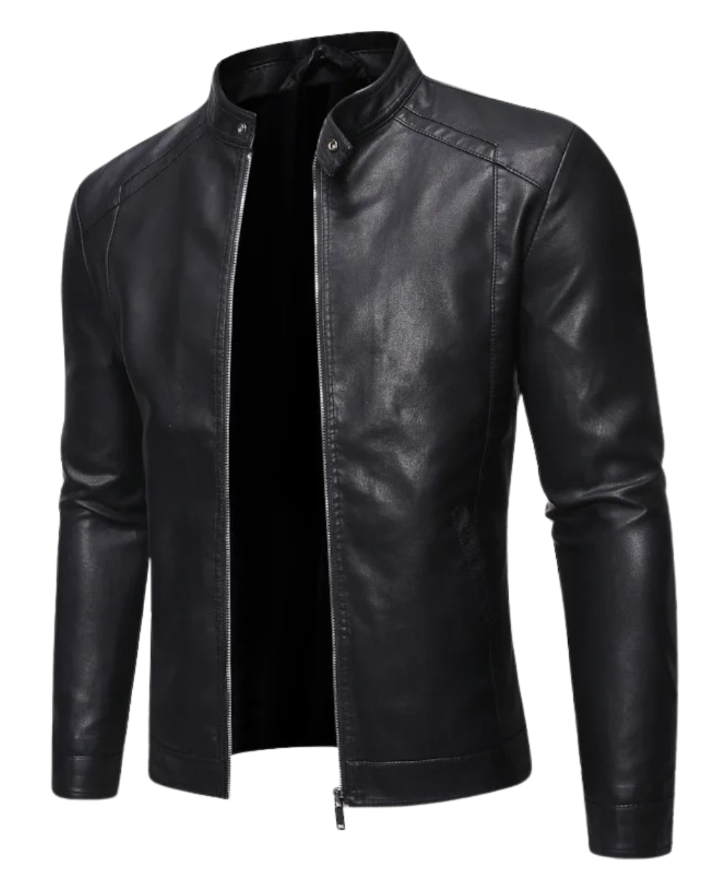 Stanley - Standing Collar Leather Jacket