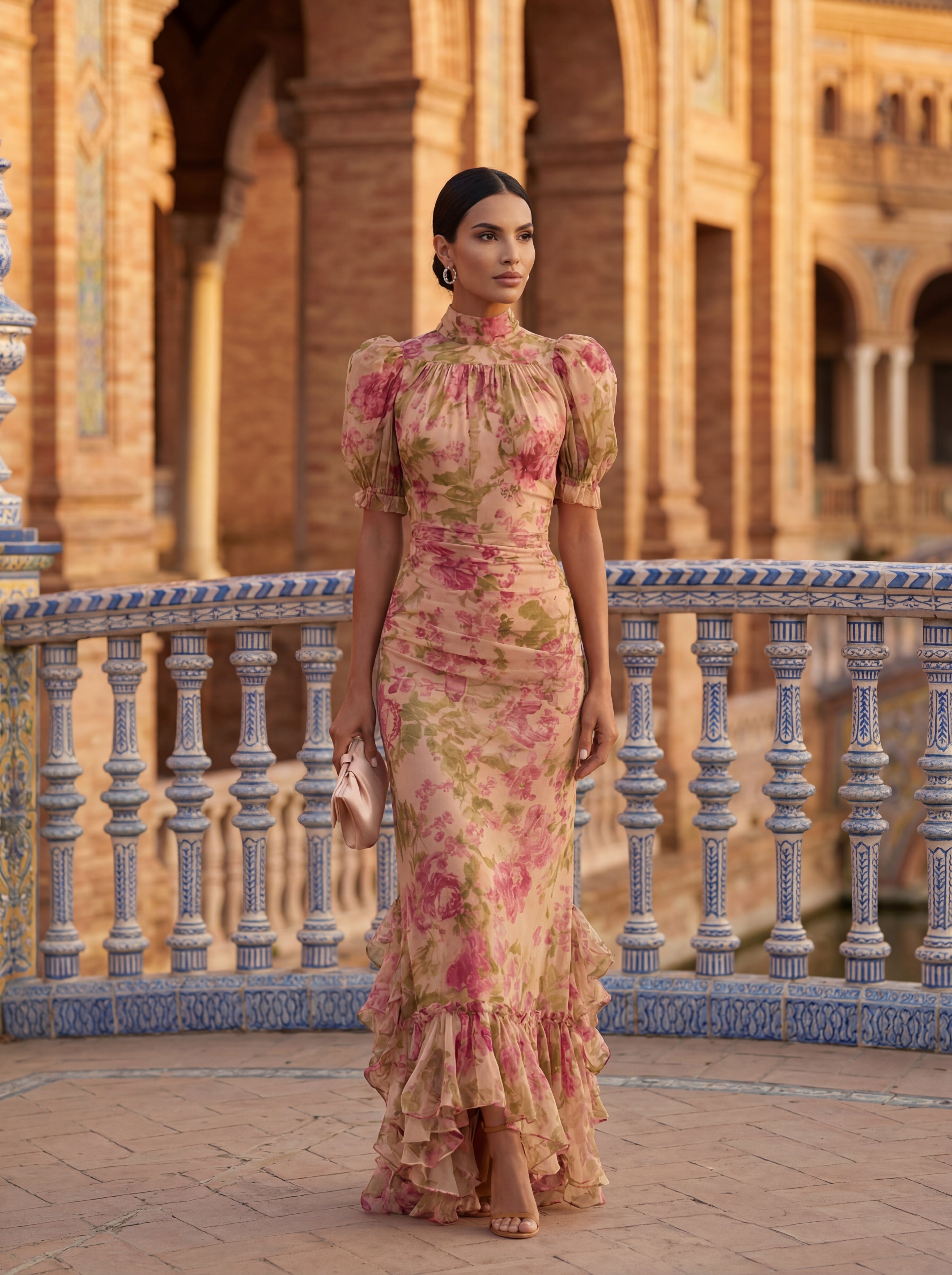 Elena - Floral Chiffon Dress