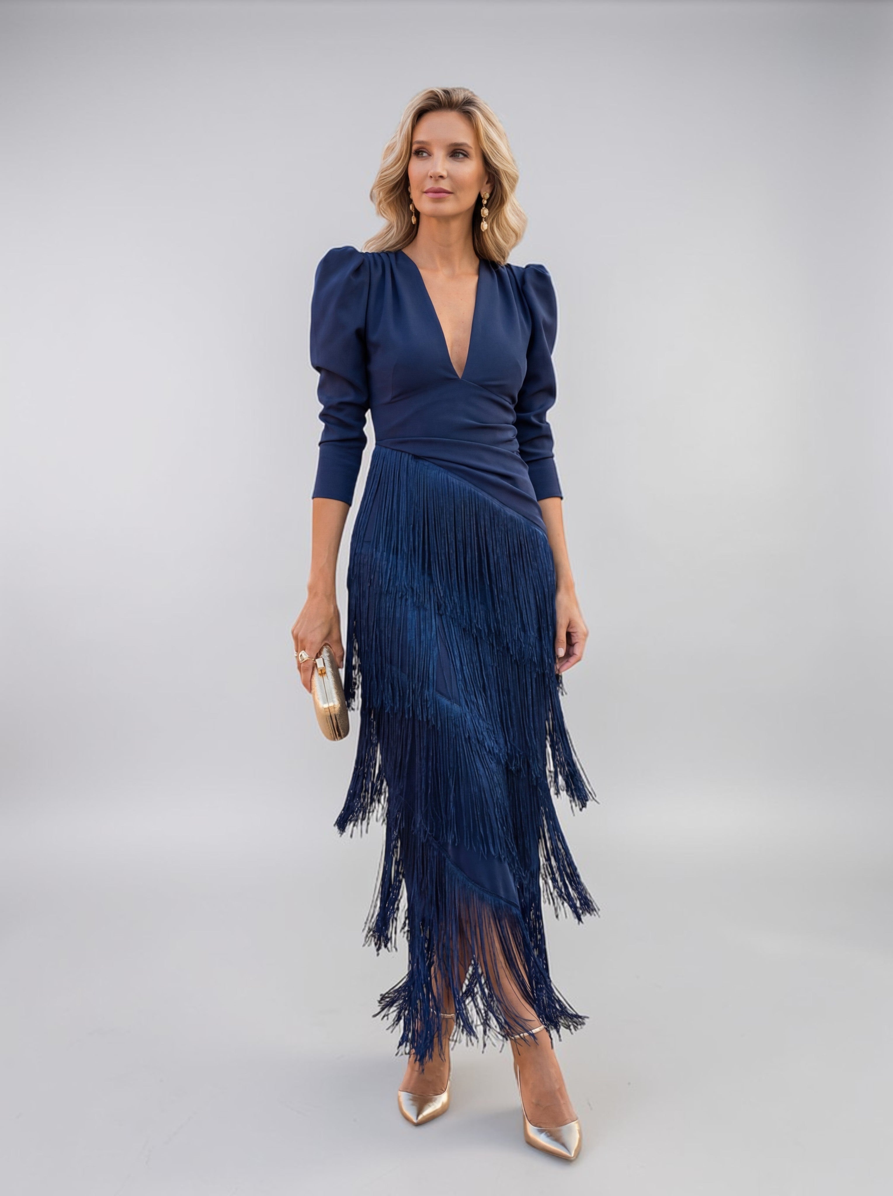 Leah - Elegant Fringe Statement Dress