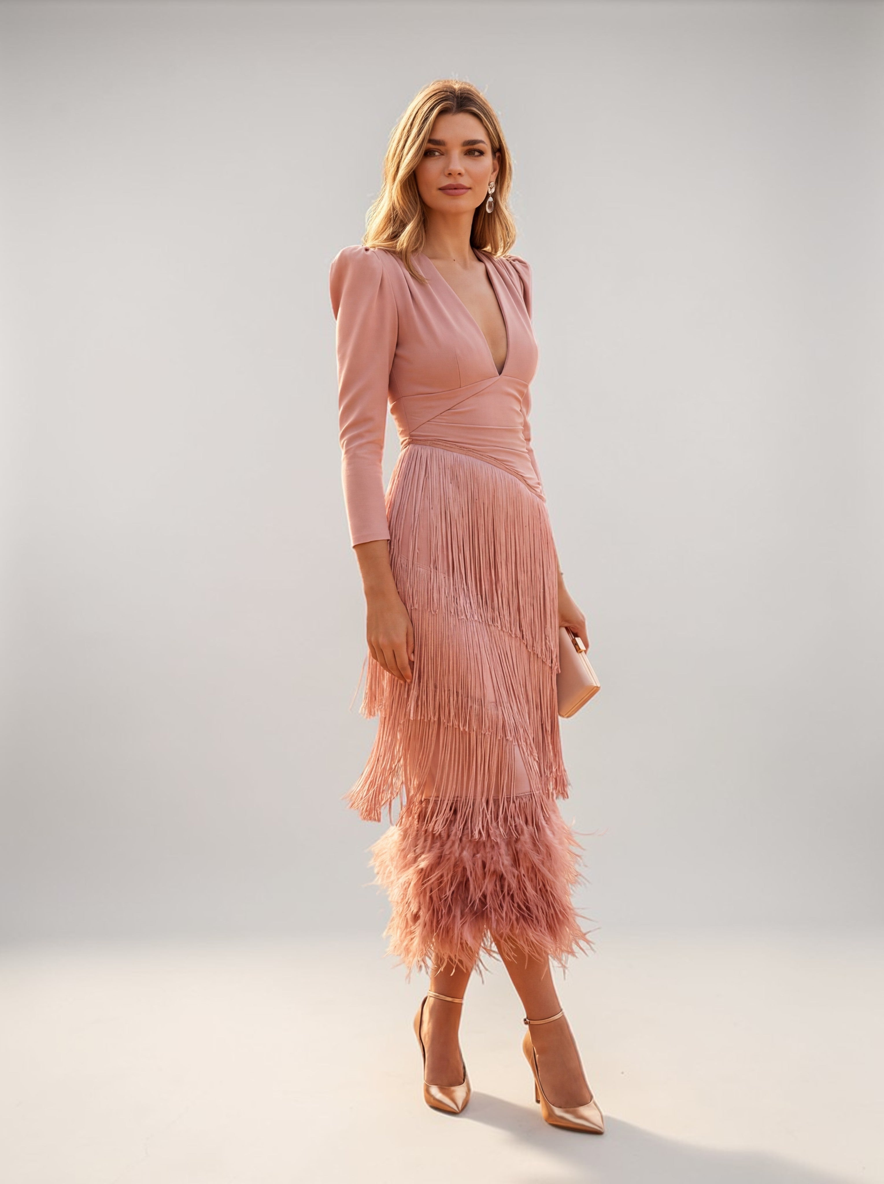 Leah - Elegant Fringe Statement Dress