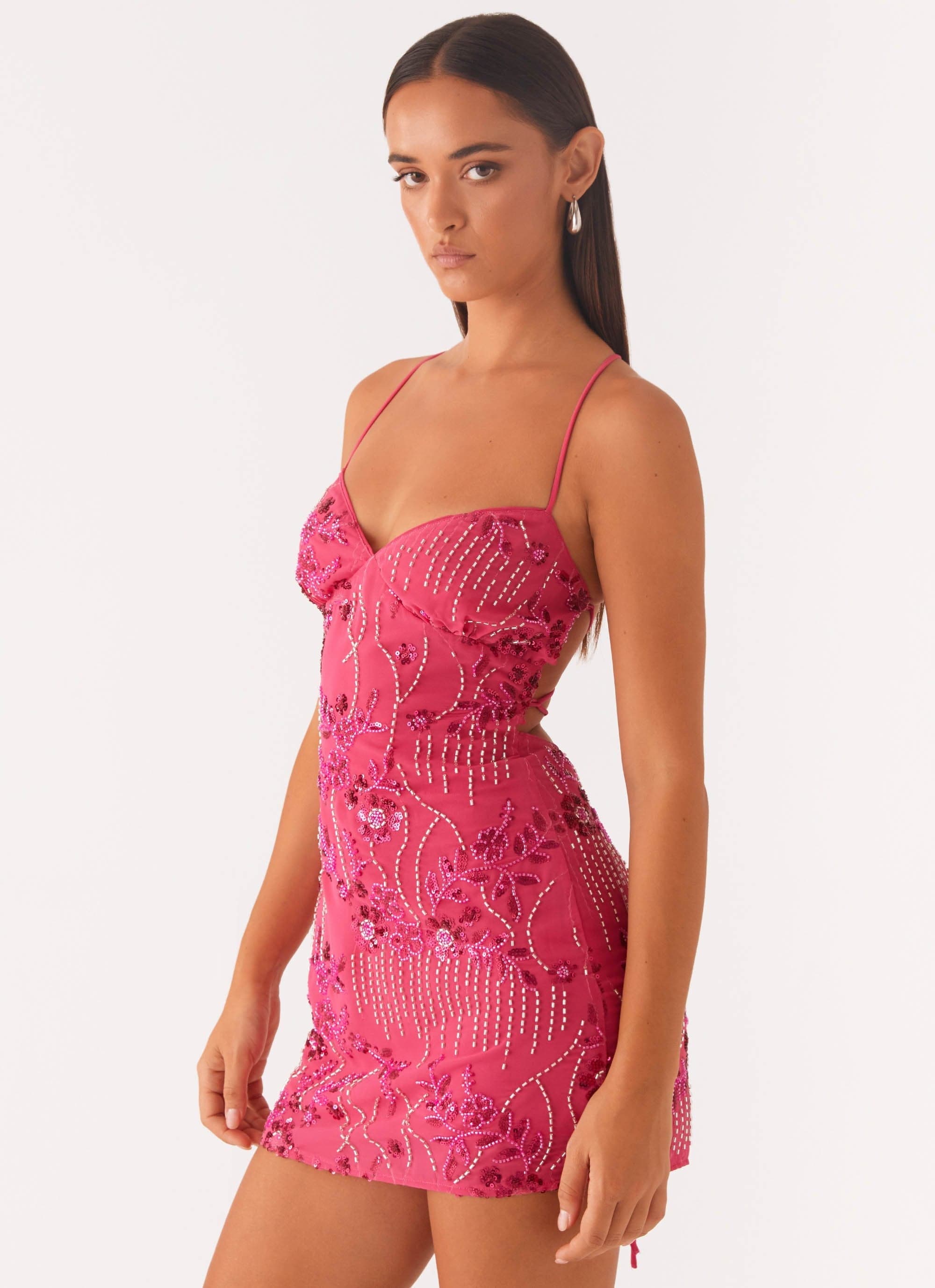 Veron - Sparkling Beaded Mini Dress