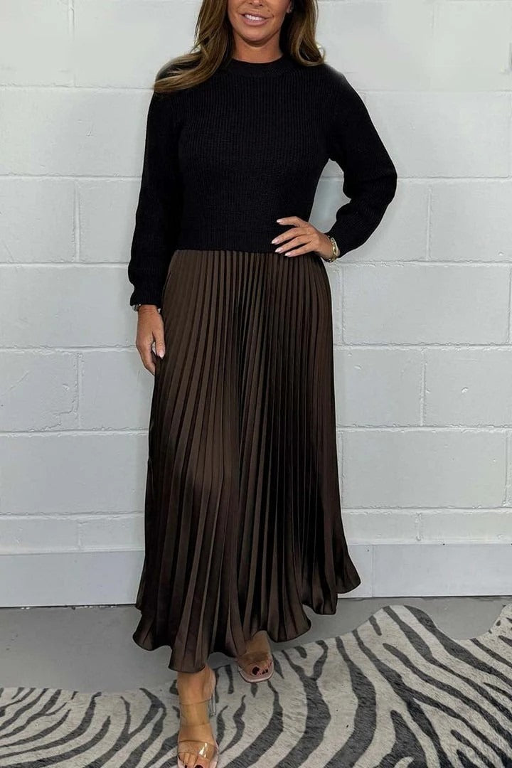 Kailey – Maxi Dress with Sweater Top and Pleated Skirt