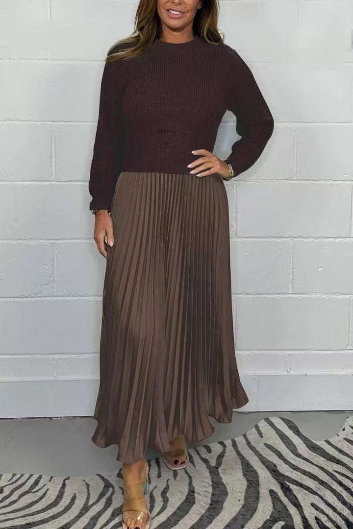 Kailey – Maxi Dress with Sweater Top and Pleated Skirt
