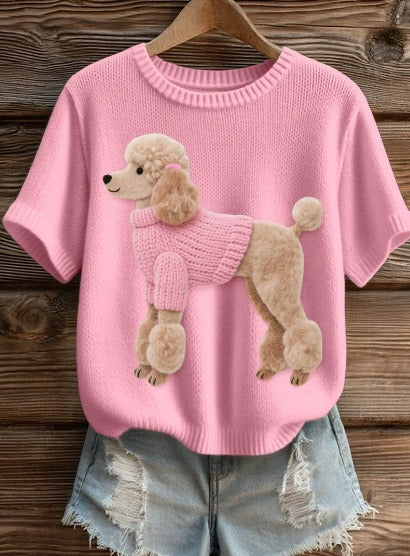 Kiana – Soft Knit T-Shirt with Pink Ribbon