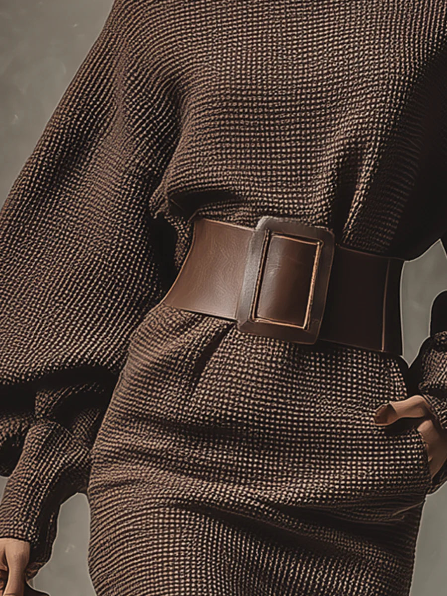 Caila – Short Knitted Dress with Structured Belt