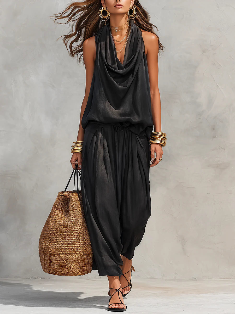 Scarlett - Elegant Halter Two-Piece Set