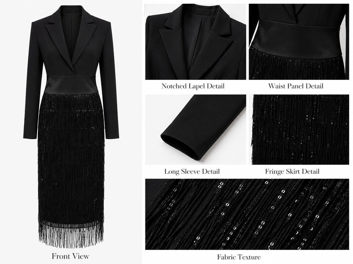 Loren – Sequin Fringe Midi Dress