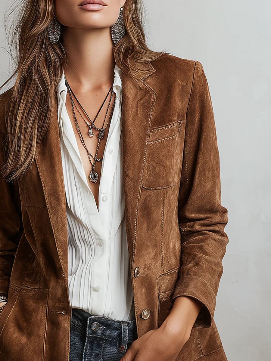 Christine - Women’s Vintage Brown Blazer