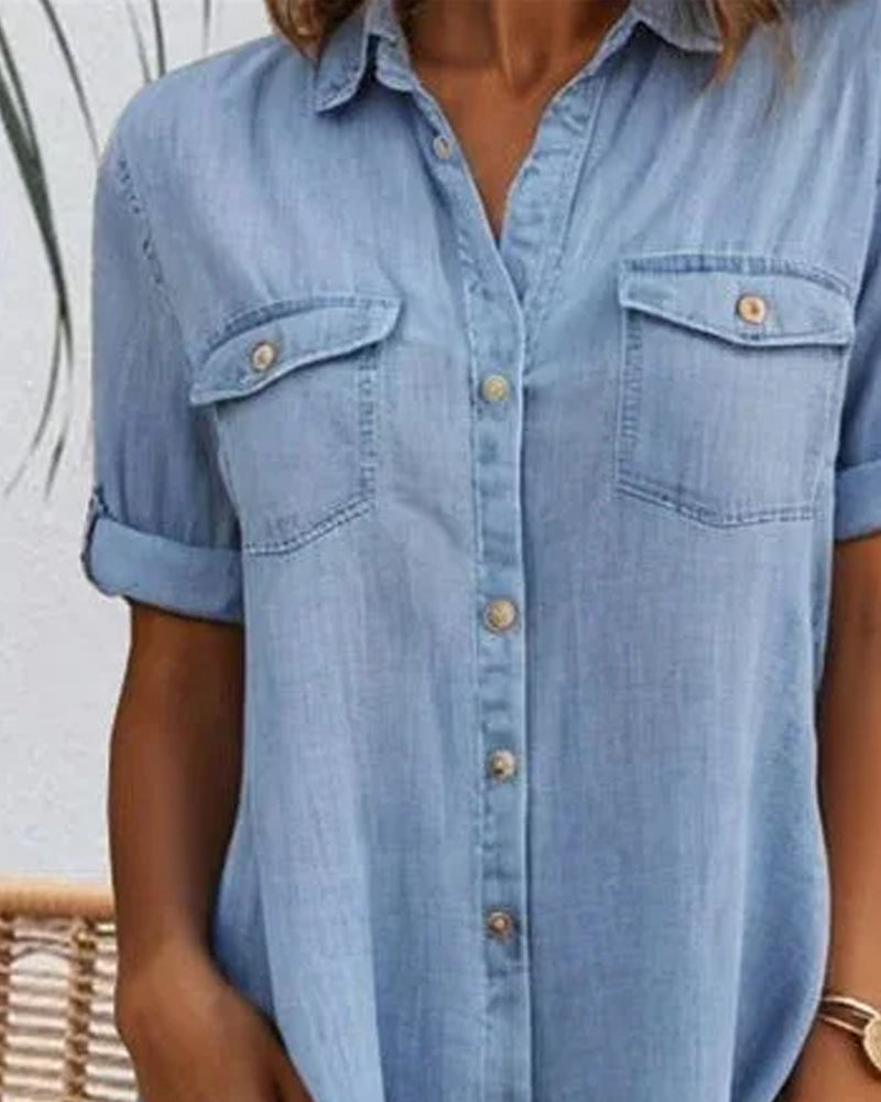 Lena - Casual Denim Shirt Dress