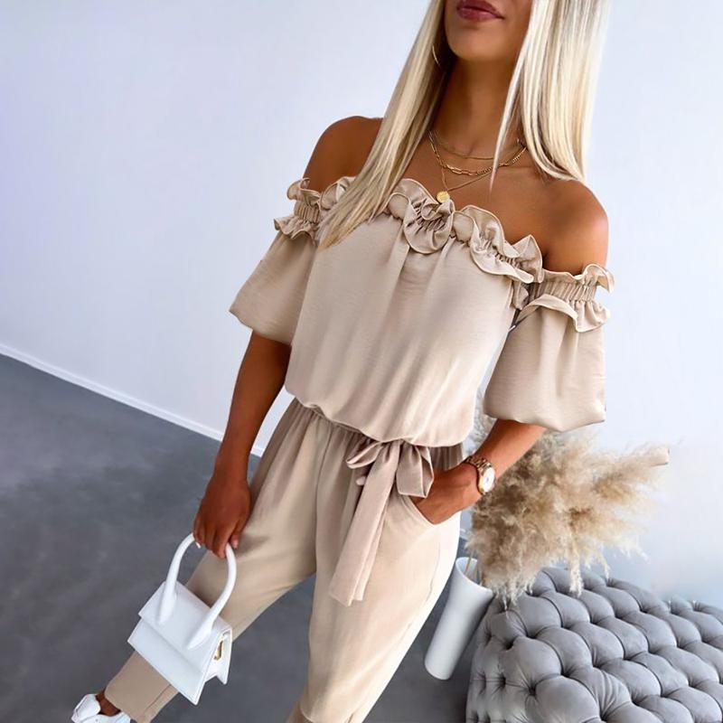 Ilya – Off-Shoulder Frill Tie-Waist Jumpsuit