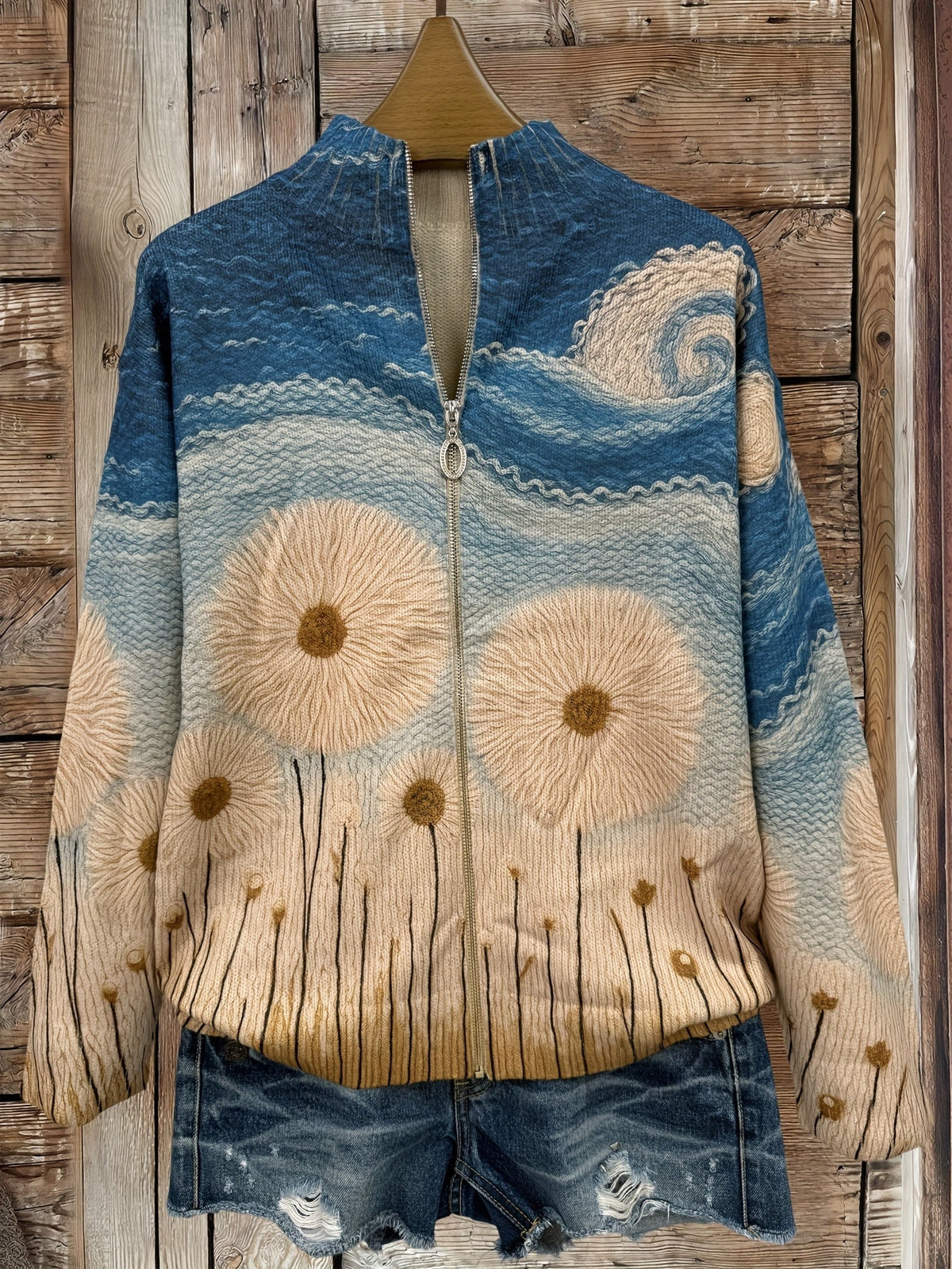 Claudia - Dandelion Meadow Quilted Zip Cardigan
