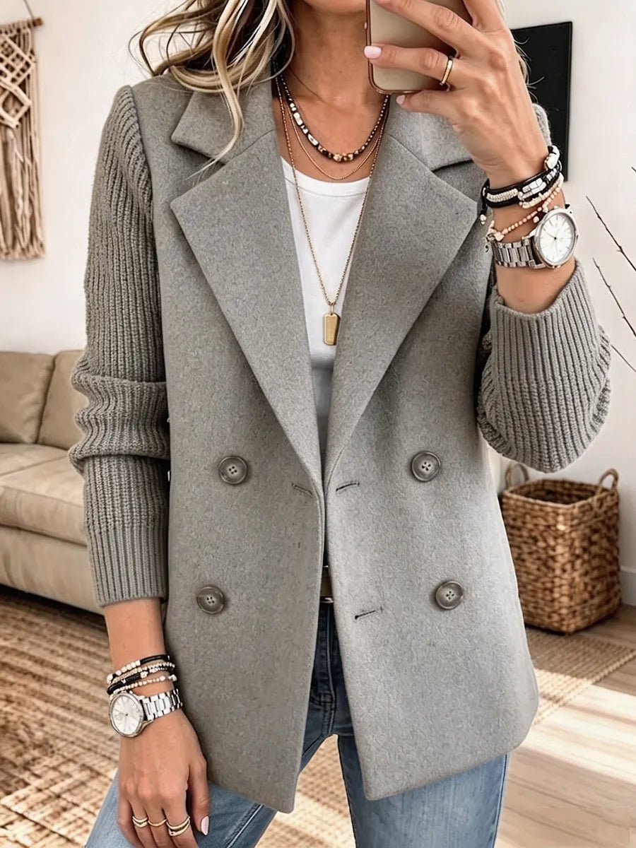 Samara - Textured Blazer with Knit Sleeves