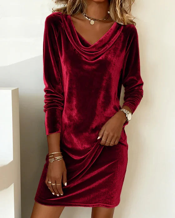 Soffie - Elegant Velvet Hoodie Dress
