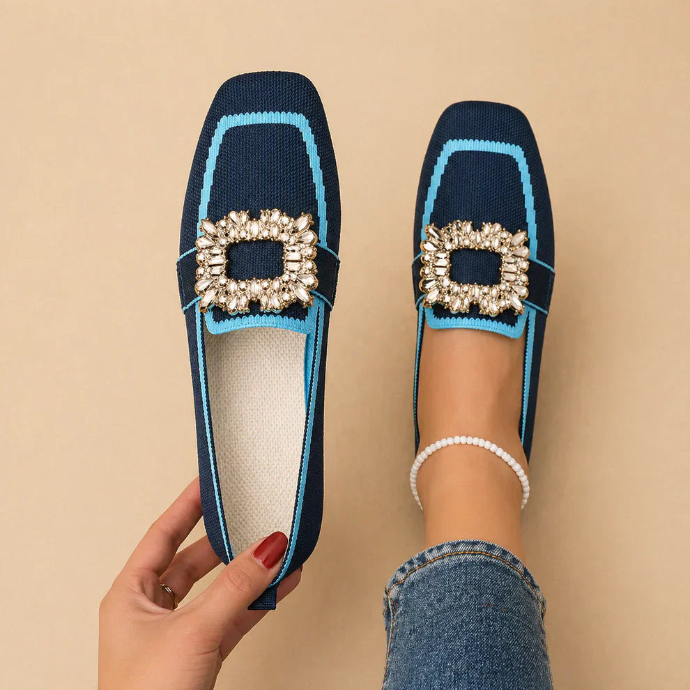 Elizabeth - Crystal Buckle Loafers