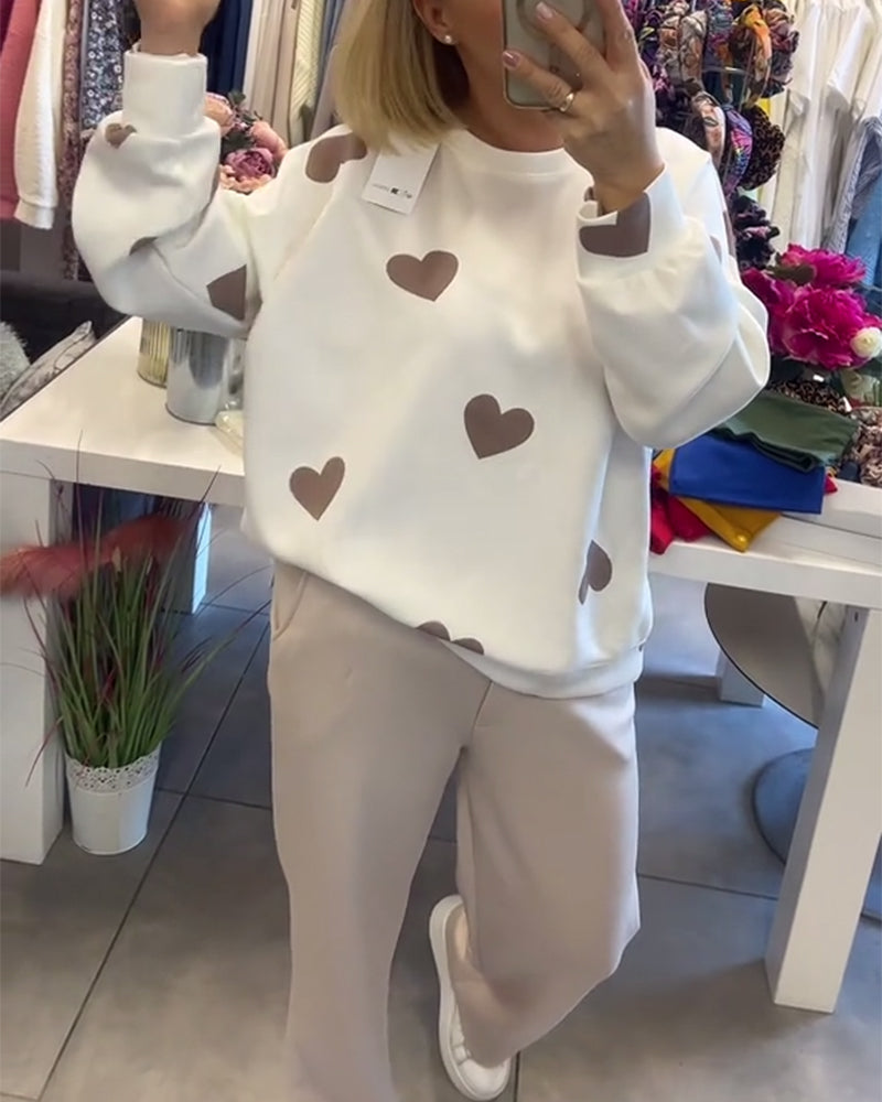 Miley – Cotton Blend Sweater with Heart Print
